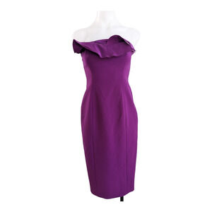 Cinq a Sept Size 4 Jolie Marceau Strapless Sheath Dress Purple Hourglass Stretch
